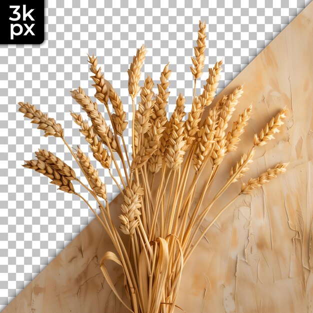 PSD a photo of wheat wheat on a transparent background with a photo of wheat