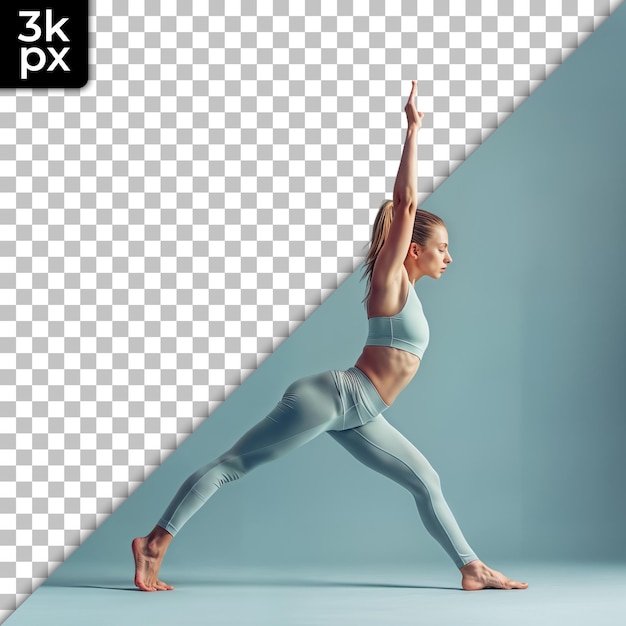 a photo of a woman doing yoga with the letters lg on the bottom