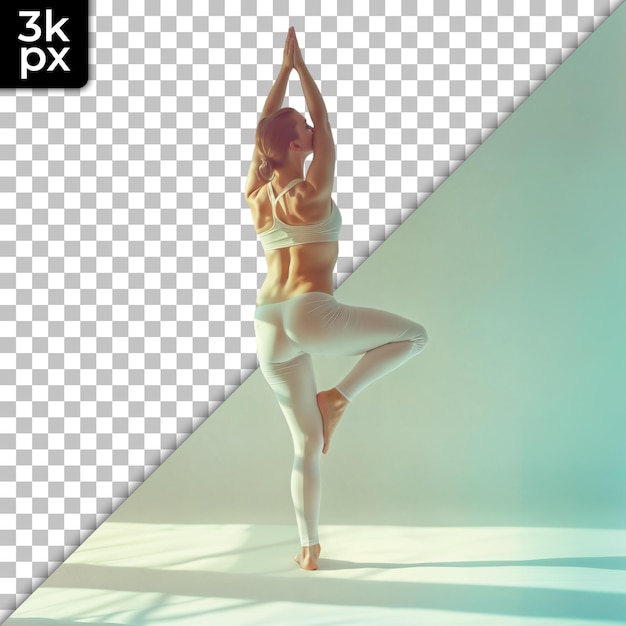 a photo of a woman doing yoga with the letters x - p