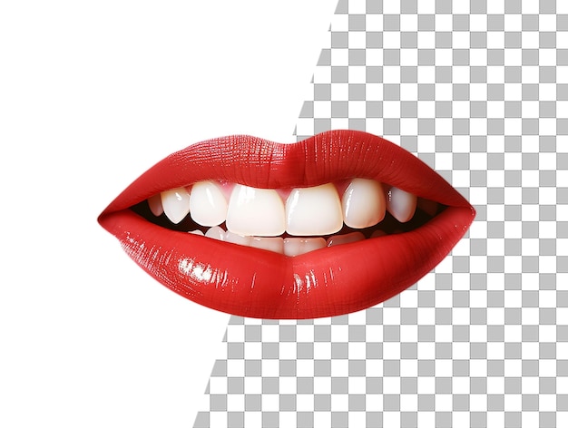 A photo of a woman's mouth with red lipstick