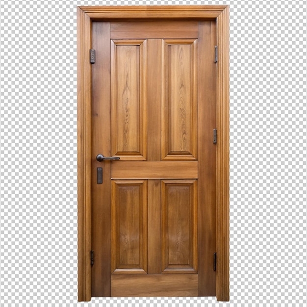 PSD photo wooden door in the middle of a white background