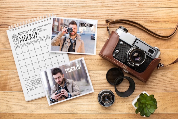 Photographer workshop with photo mock-up assortment