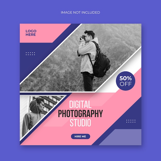 Photography service social media post and promotion web banner template