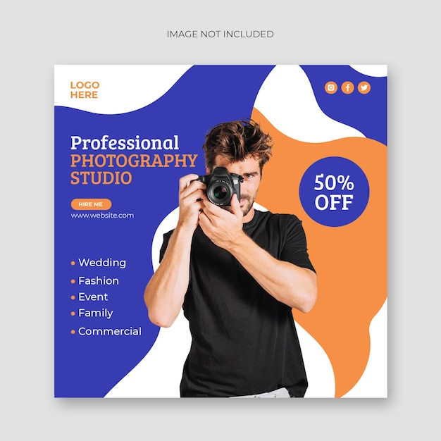 Photography service social media post and promotion web banner template