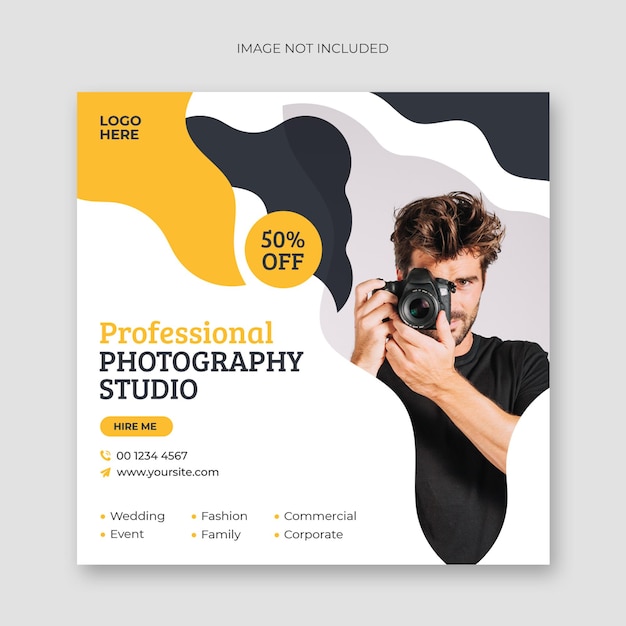 Photography service social media post and promotion web banner template