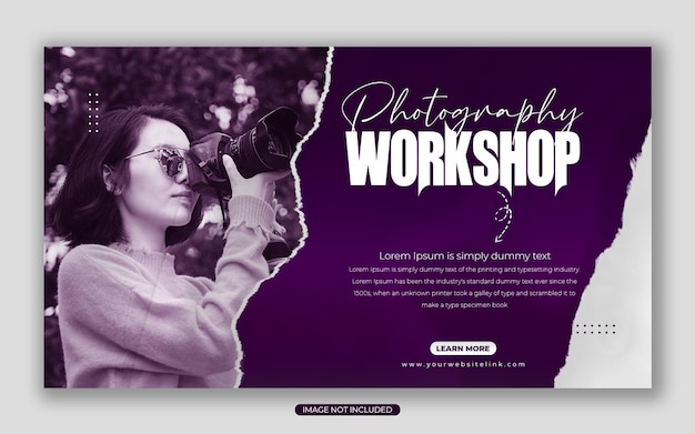 Photography workshop banner template premium PSD