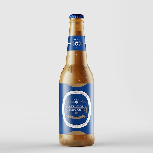 photorealistic beer bottle mockup