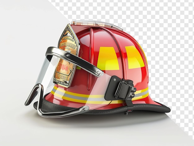 Photorealistic Firefigher Helmet Side View on Transparent Background