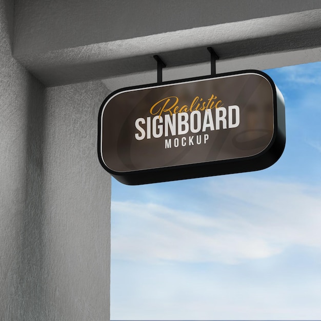 Photorealistic Signboard Logo Mockup