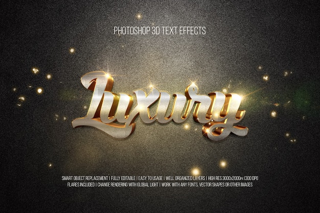 Photoshop 3D Text effects Luxury