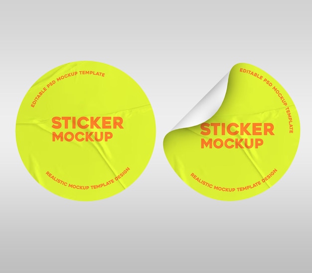 Photoshop Round Stickers Design Mockup