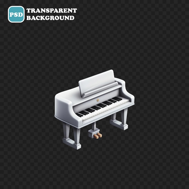 piano icon isolated 3d render illustration