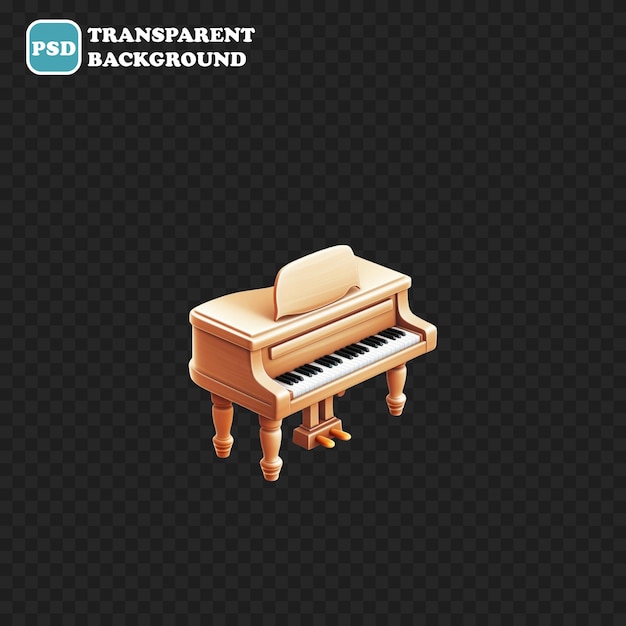 piano icon isolated 3d render illustration