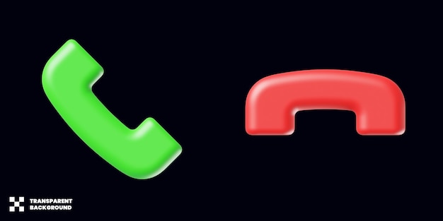 Pick Up And Hang Up Phone Call Icon Set In 3D Render