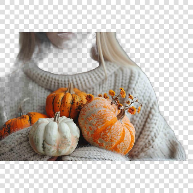 PSD picking pumpkins fall autumn illustrationon transparent background