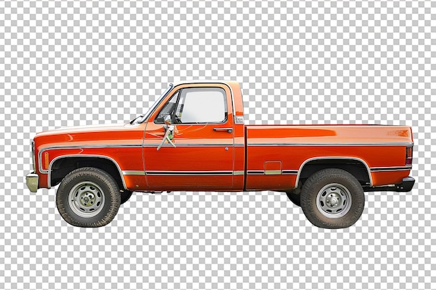 PSD pickup vintage truck alone against transparent backdrop