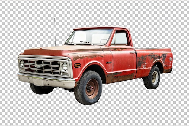 PSD pickup vintage truck alone against transparent backdrop