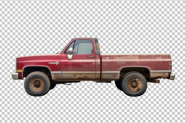 PSD pickup vintage truck alone against transparent backdrop