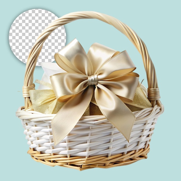 Picnic basket with flowers isolated