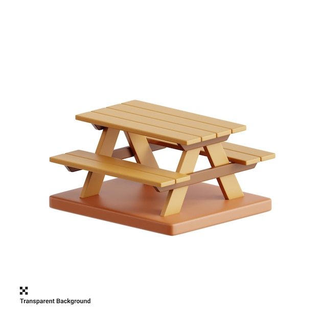 PSD picnic table playground seating 3d icon illustration