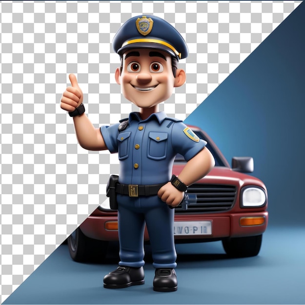 Picture of 3D police officer cartoon patrolling the streets