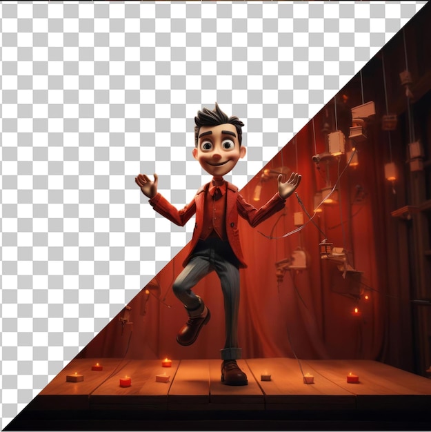 Picture of 3D puppeteer cartoon controlling marionette strings