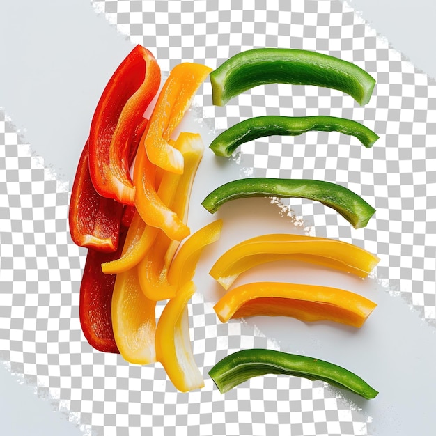 PSD a picture of bananas orange yellow and green peppers