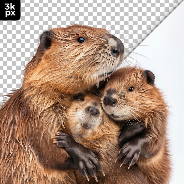 a picture of a beaver and its mother