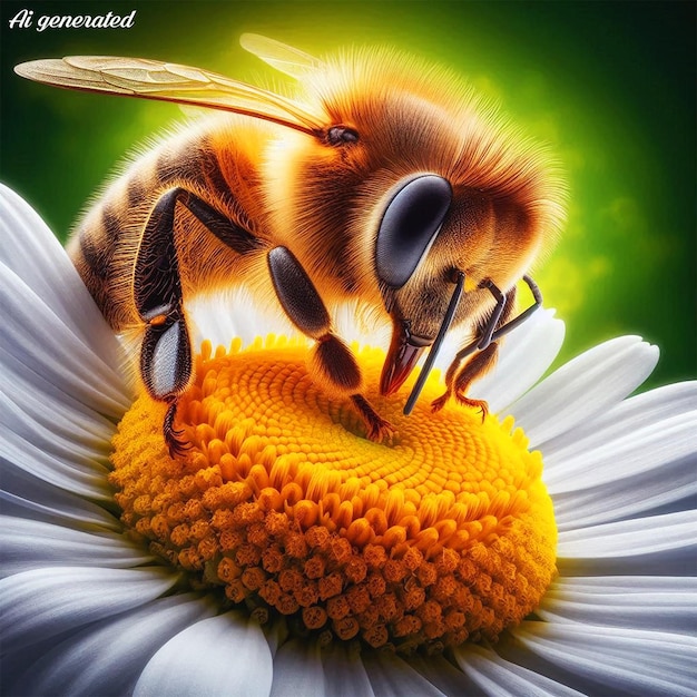 PSD a picture of a bee with the words honeybee on it