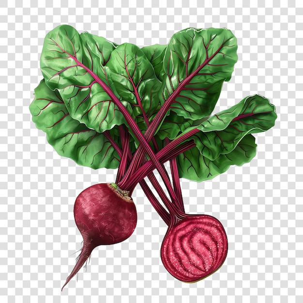 PSD a picture of a beet and radish on a transparent background