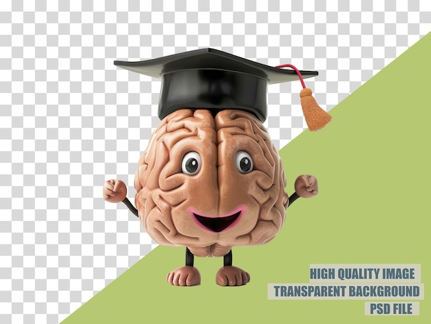 PSD a picture of a brain with a cap on it on transparent background