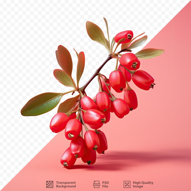 a picture of a branch with red berries on it