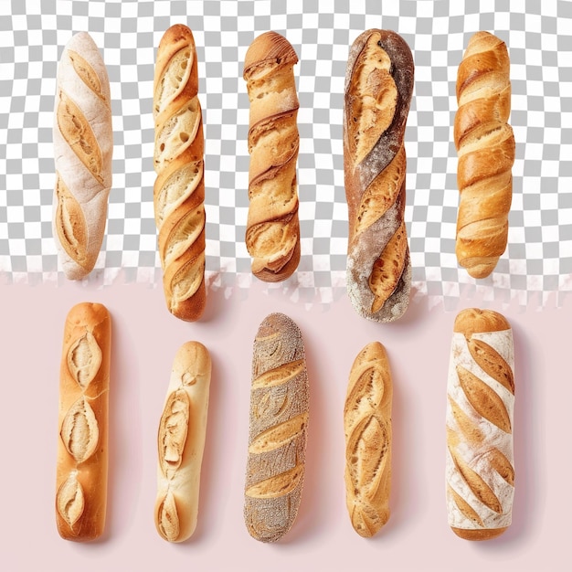 PSD a picture of breads with different shapes and sizes of bread