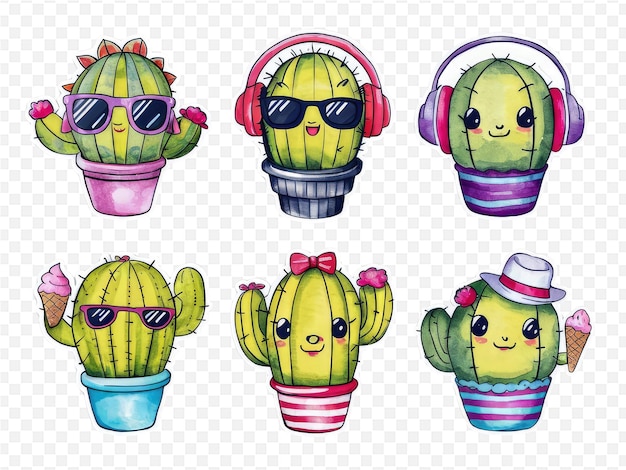 PSD a picture of cactus with headphones and sunglasses