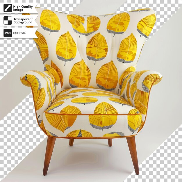 PSD a picture of a chair with a yellow and white pattern