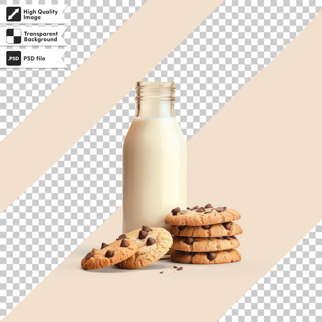 a picture of cookies and a bottle of milk with a picture of a cookie on it