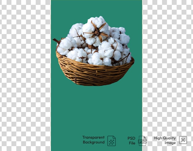 PSD a picture of cotton balls in a wicker basket