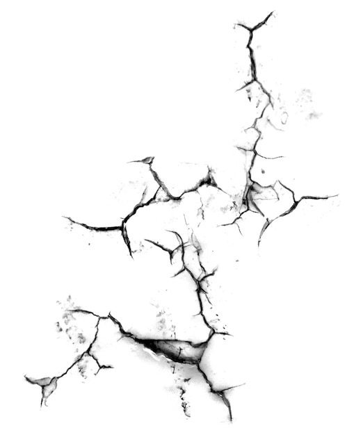 a picture of a cracked wall with a white background