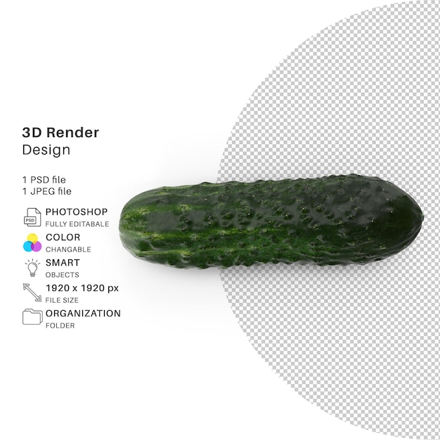 A picture of a cucumber that is titled 3d.