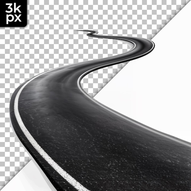 a picture of a curved road with a black and white background