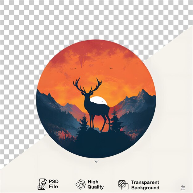 PSD a picture of a deer on a background of mountains and the moon