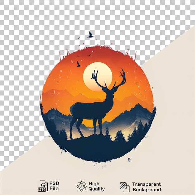 PSD a picture of a deer on a white background with a mountain landscape and a mountain landscape