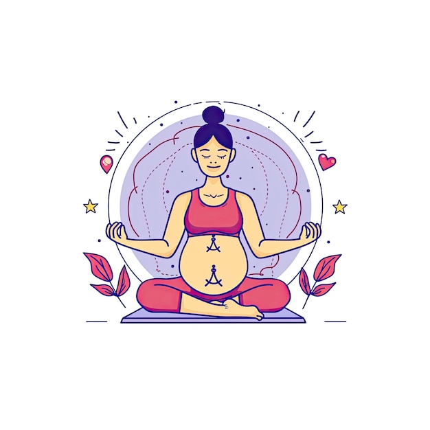 A Picture Depicts A Pregnant Woman Engaged Cartoon Illustration