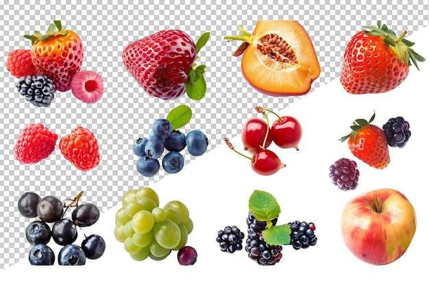 PSD a picture of different fruits including berries and a strawberry