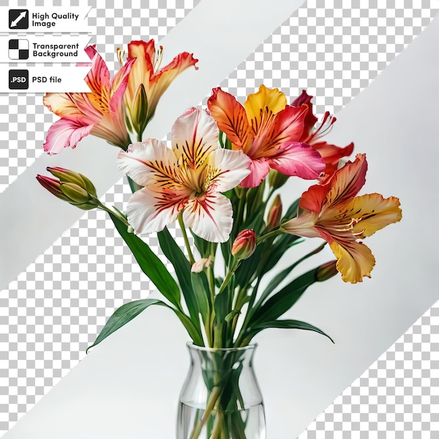 a picture of flowers in a clear vase with a picture of a flower