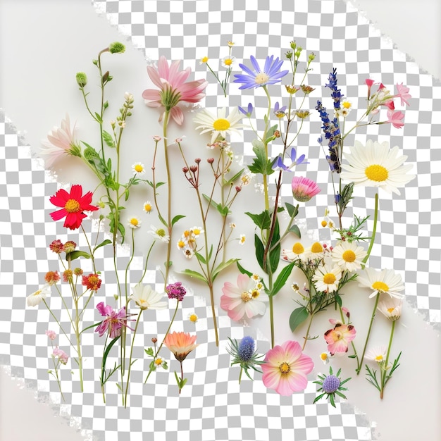 a picture of flowers and the words  spring  on a checkered background