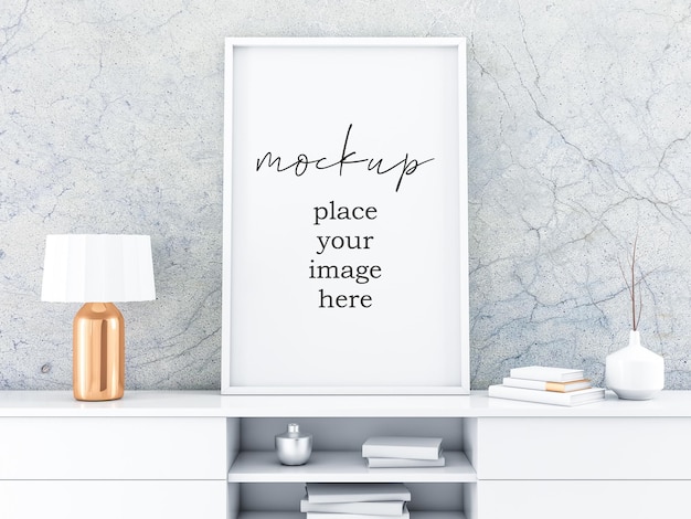 Picture frame mockup design in natural environment room decor mockup