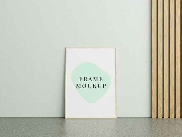 Picture frame mockup on a marble floor