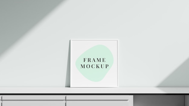 Picture frame mockup on a sideboard table