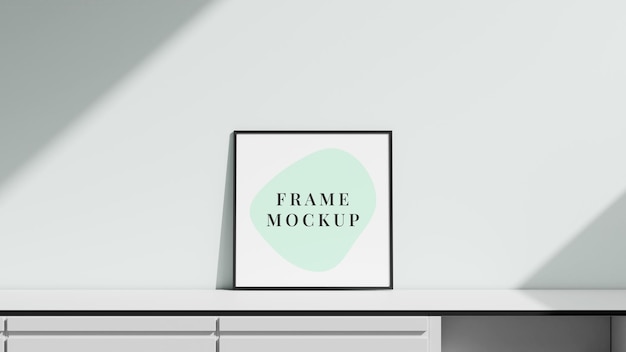 Picture frame mockup on a sideboard table